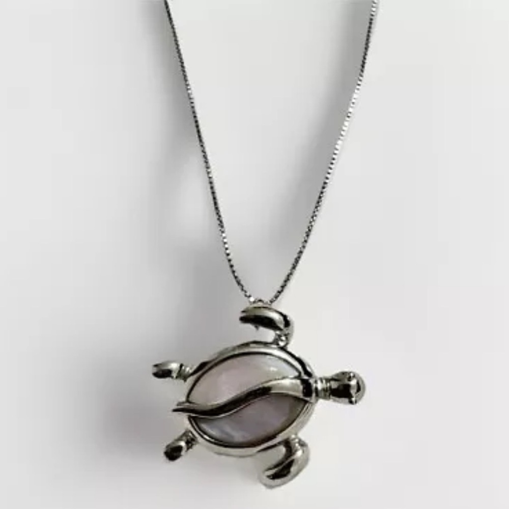 Sterling Silver 925 Sea Turtle Pendant Necklace 18” Italy